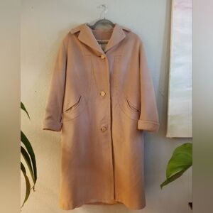 Vintage Youthcraft Romantique Dusty Rose Silk Lined Classic Old Money Wool Coat